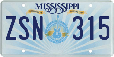 MS license plate ZSN315