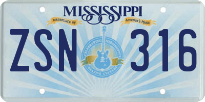 MS license plate ZSN316