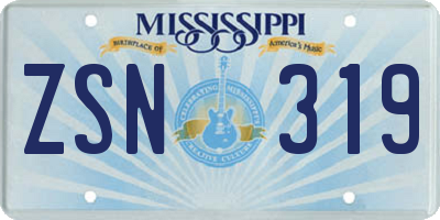 MS license plate ZSN319