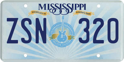 MS license plate ZSN320
