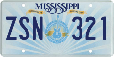 MS license plate ZSN321