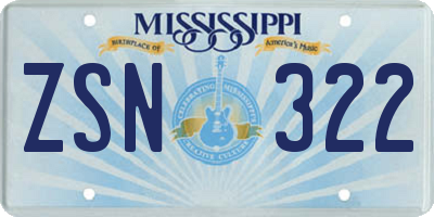 MS license plate ZSN322