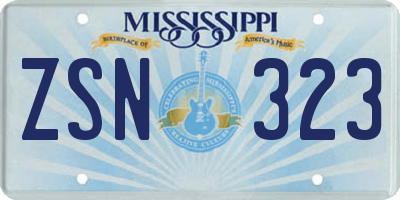 MS license plate ZSN323