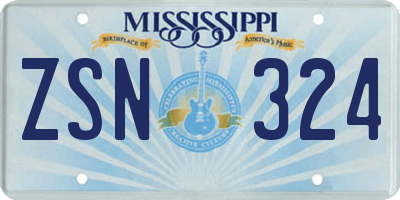 MS license plate ZSN324
