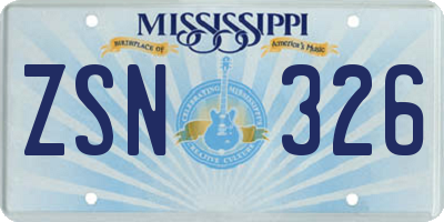 MS license plate ZSN326