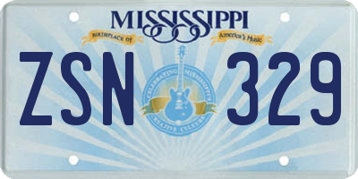 MS license plate ZSN329