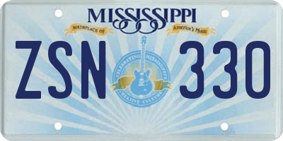 MS license plate ZSN330