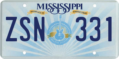 MS license plate ZSN331