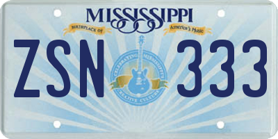MS license plate ZSN333