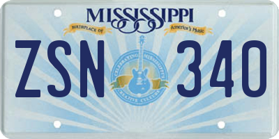 MS license plate ZSN340