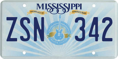MS license plate ZSN342