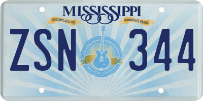 MS license plate ZSN344