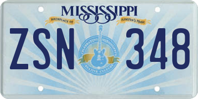 MS license plate ZSN348