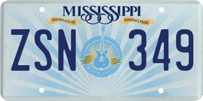 MS license plate ZSN349