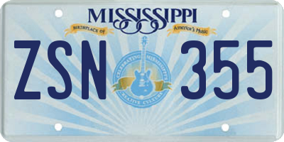 MS license plate ZSN355