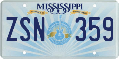 MS license plate ZSN359