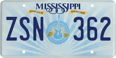 MS license plate ZSN362