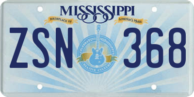 MS license plate ZSN368