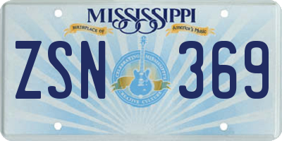 MS license plate ZSN369