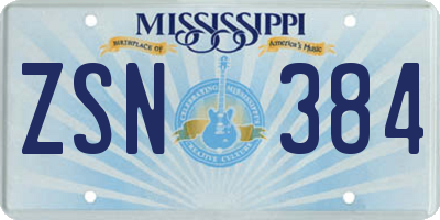 MS license plate ZSN384