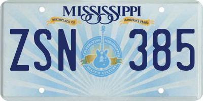 MS license plate ZSN385