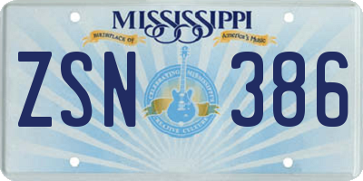 MS license plate ZSN386