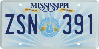 MS license plate ZSN391