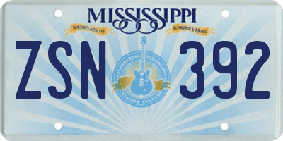 MS license plate ZSN392