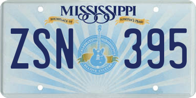 MS license plate ZSN395