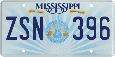 MS license plate ZSN396