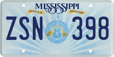 MS license plate ZSN398