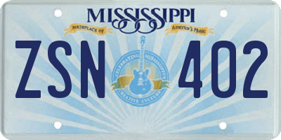 MS license plate ZSN402
