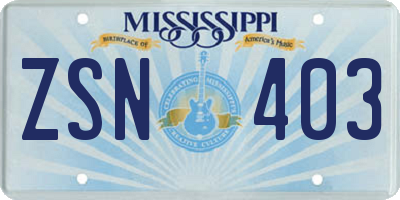 MS license plate ZSN403