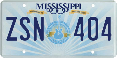 MS license plate ZSN404