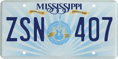 MS license plate ZSN407
