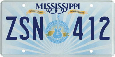 MS license plate ZSN412