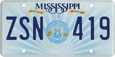 MS license plate ZSN419