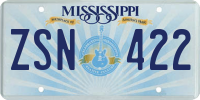 MS license plate ZSN422