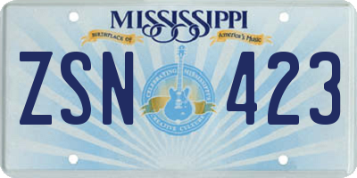 MS license plate ZSN423