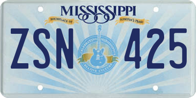 MS license plate ZSN425