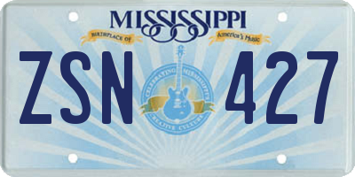 MS license plate ZSN427