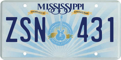 MS license plate ZSN431