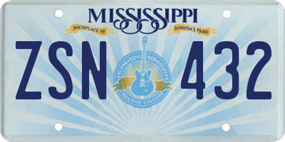 MS license plate ZSN432