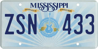 MS license plate ZSN433