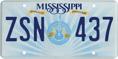 MS license plate ZSN437