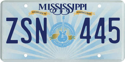 MS license plate ZSN445