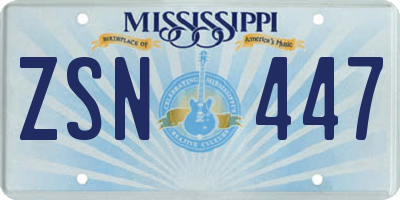 MS license plate ZSN447