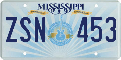 MS license plate ZSN453