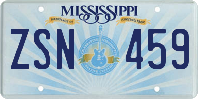 MS license plate ZSN459