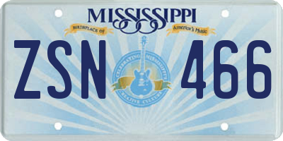 MS license plate ZSN466